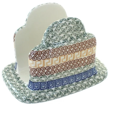 Blue Rose Polish Pottery 487 Ceramika Artystyczna Napkin Holder 5 Blue Rose Polish Pottery 487 Ceramika Artystyczna Napkin Holder - Image 3