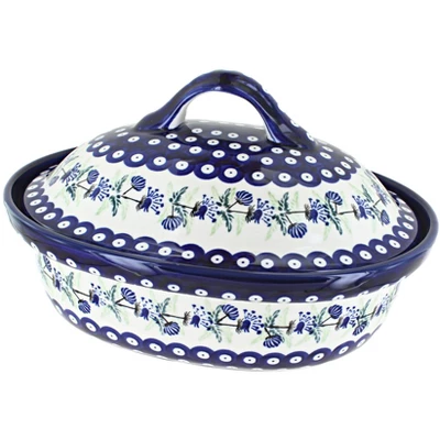 Blue Rose Polish Pottery 1158 Zaklady Roaster With Lid 11 Blue Rose Polish Pottery 1158 Zaklady Roaster With Lid - Image 9