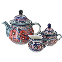 Blue Rose Polish Pottery 1700 Zaklady 3 Piece Tea Set -Blue Rose Pottery Store GUEST 02468466 fa26 45a2 8b88 e09814cfa3d1
