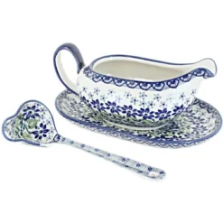 Blue Rose Polish Pottery S119 Manufaktura Gravy Boat Plate & Ladle -Blue Rose Pottery Store GUEST 03499076 9172 49eb b7b0 e066a9d8802f