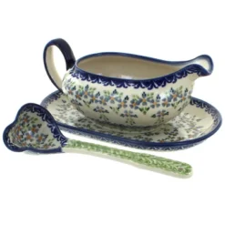 Blue Rose Polish Pottery S119 Manufaktura Gravy Boat Plate & Ladle -Blue Rose Pottery Store GUEST 03cb27d2 6c89 46ed 834e a4ac509b1510