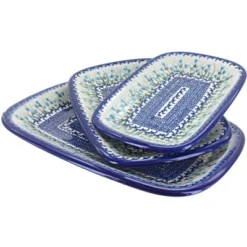 Blue Rose Polish Pottery 6200 Vena 3 Piece Rectangular Serving Set -Blue Rose Pottery Store GUEST 05ded1c3 e986 4980 bb78 307ec500dcae