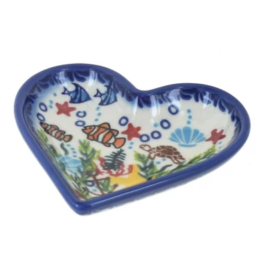 Blue Rose Polish Pottery 392 Vena Heart Dish 4 Blue Rose Polish Pottery 392 Vena Heart Dish - Image 2