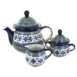 Blue Rose Polish Pottery 1700 Zaklady 3 Piece Tea Set -Blue Rose Pottery Store GUEST 069ee1f5 b463 45ea 9efa 7ac05404f32d