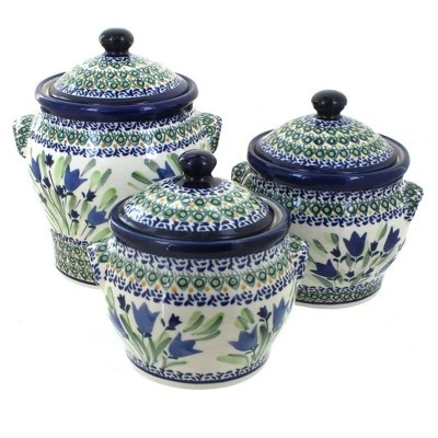 Blue Rose Polish Pottery 1300 Zaklady Canister Set 4 Blue Rose Polish Pottery 1300 Zaklady Canister Set - Image 2