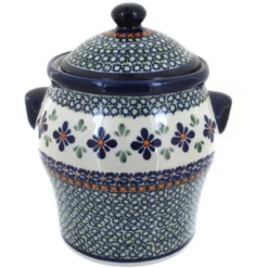 Blue Rose Polish Pottery 1100 Zaklady Large Canister
