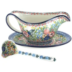 Blue Rose Polish Pottery 239-561 Ceramika Artystyczna Gravy Boat With Ladle -Blue Rose Pottery Store GUEST 099c715f 0ef3 45ab ba75 ebc2711719a9
