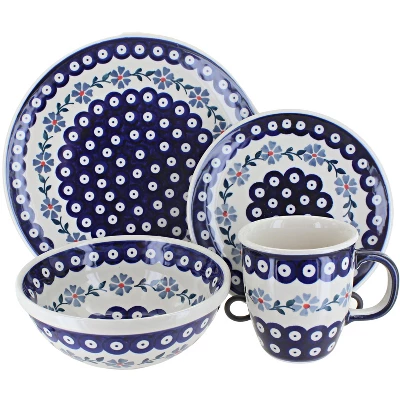Blue Rose Polish Pottery Manufaktura Dinnerware (4PC) 4 Blue Rose Polish Pottery Manufaktura Dinnerware (4PC) - Image 2