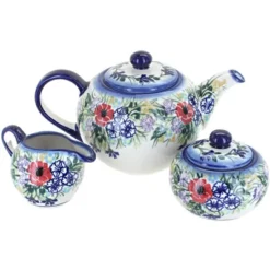 Blue Rose Polish Pottery 1700 WR Unikat 3 Piece Tea Set -Blue Rose Pottery Store GUEST 0ce17a3e 1671 4ab3 a5d1 f2cefdaba42b