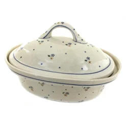 Blue Rose Polish Pottery 1158 Zaklady Roaster With Lid