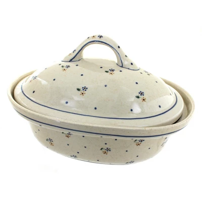 Blue Rose Polish Pottery 1158 Zaklady Roaster With Lid 3 Blue Rose Polish Pottery 1158 Zaklady Roaster With Lid