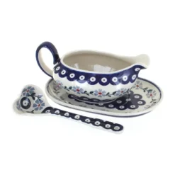 Blue Rose Polish Pottery S119 Manufaktura Gravy Boat Plate & Ladle -Blue Rose Pottery Store GUEST 0fbb9aa1 427a 4372 a7bd 25a3b89133ee