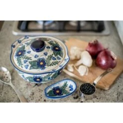 Blue Rose Polish Pottery 55d WR Unikat Small Spoon Rest