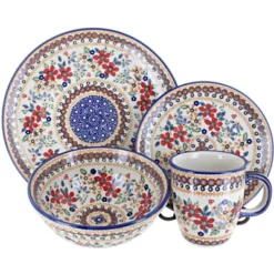 Blue Rose Polish Pottery Manufaktura Dinnerware (16PC) -Blue Rose Pottery Store GUEST 14007ba2 a34e 4361 a73e 67e962d1d836