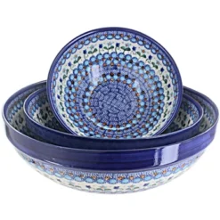 Blue Rose Polish Pottery 1400 Vena 3 Piece Serving Bowl Set -Blue Rose Pottery Store GUEST 16b8926e 3440 4ed8 a61e b61e48e58e49