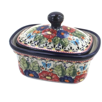 Blue Rose Polish Pottery 1188 Zaklady Butter Tub 5 Blue Rose Polish Pottery 1188 Zaklady Butter Tub - Image 3