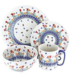 Blue Rose Polish Pottery Vena Dinnerware (4 PC) -Blue Rose Pottery Store GUEST 19442a0f 2df3 43b7 aa69 c44948c71f62