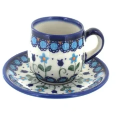 Blue Rose Polish Pottery 222 Vena Espresso Cup & Saucer -Blue Rose Pottery Store GUEST 1a585b6c 458b 4fd9 846d 95dcda7df504