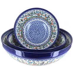Blue Rose Polish Pottery 1400 Vena 3 Piece Serving Bowl Set -Blue Rose Pottery Store GUEST 1dec511b 6443 4ba9 8fae 655d39bd732d