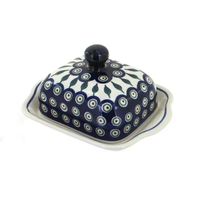 Blue Rose Polish Pottery 858 Zaklady Square Butter Dish 8 Blue Rose Polish Pottery 858 Zaklady Square Butter Dish - Image 6