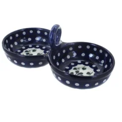 Blue Rose Polish Pottery 942 Ceramika Artystyczna Divided Seasoning Cellar