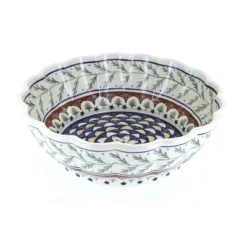 Blue Rose Polish Pottery 1279 Zaklady Large Scallop Bowl
