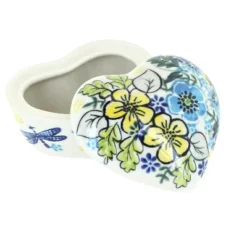 Blue Rose Polish Pottery 125 Vena Small Heart Box