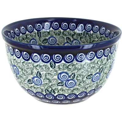 Blue Rose Polish Pottery 984 Zaklady Small Mixing Bowl 8 Blue Rose Polish Pottery 984 Zaklady Small Mixing Bowl - Image 6