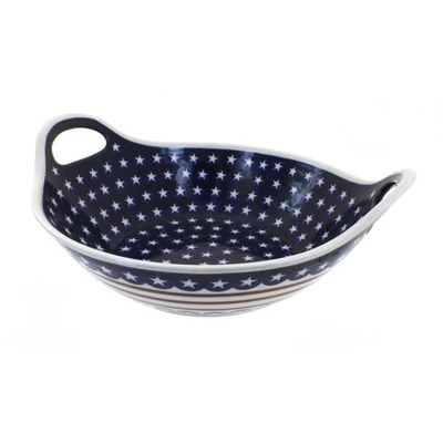 Blue Rose Polish Pottery 1347 Zaklady Deep Bowl With Handles 10 Blue Rose Polish Pottery 1347 Zaklady Deep Bowl With Handles - Image 8