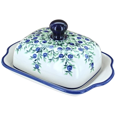 Blue Rose Polish Pottery 858 Zaklady Square Butter Dish 9 Blue Rose Polish Pottery 858 Zaklady Square Butter Dish - Image 7