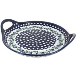Blue Rose Polish Pottery 1333 Zaklady Round Serving Tray With Handles -Blue Rose Pottery Store GUEST 28930200 9463 4ffe a977 04a1921c7afa