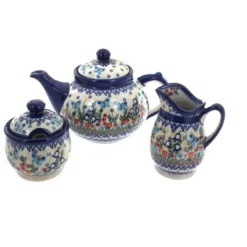 Blue Rose Polish Pottery 1700 Vena 3 Piece Tea Set -Blue Rose Pottery Store GUEST 296809cc 36ac 4a23 9e5d c0daa1293045