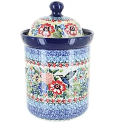 Blue Rose Polish Pottery 491 Ceramika Small Canister -Blue Rose Pottery Store GUEST 2b9a0499 6f37 440f a6fd 1d18dabbc3ed