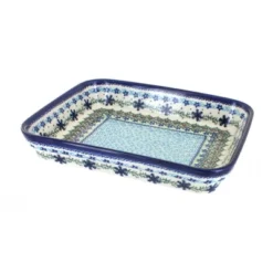 Blue Rose Polish Pottery 149 Vena Small Rectangular Baker