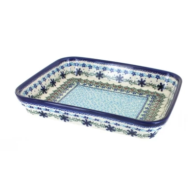 Blue Rose Polish Pottery 149 Vena Small Rectangular Baker 3 Blue Rose Polish Pottery 149 Vena Small Rectangular Baker