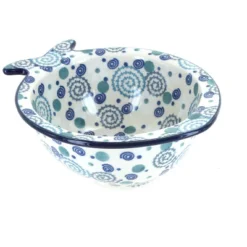 Blue Rose Polish Pottery E14 Ceramika Artystyczna Fish Bowl