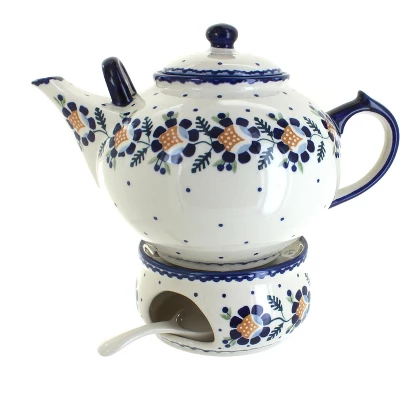 Blue Rose Polish Pottery C001-P089 Manufaktura Teapot & Warmer 8 Blue Rose Polish Pottery C001-P089 Manufaktura Teapot & Warmer - Image 6