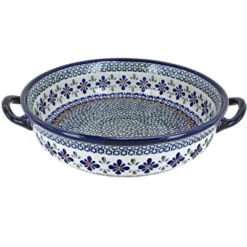 Blue Rose Polish Pottery 1455 Zaklady Round Casserole With Handles -Blue Rose Pottery Store GUEST 2d1b6fa0 f885 48e0 954e 05ddd172b20b