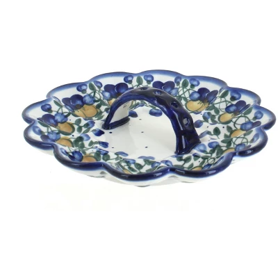 Blue Rose Polish Pottery 19B WR Unikat Egg Plate 5 Blue Rose Polish Pottery 19B WR Unikat Egg Plate - Image 3