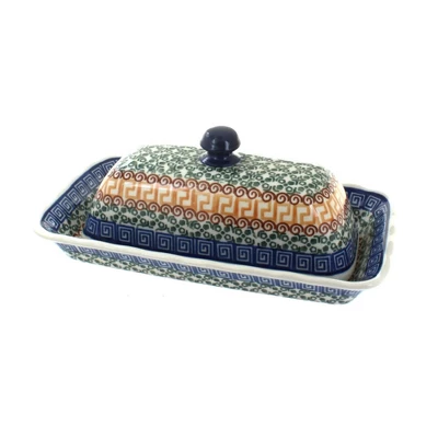 Blue Rose Polish Pottery A65 Ceramika Artystyczna Butter Dish 5 Blue Rose Polish Pottery A65 Ceramika Artystyczna Butter Dish - Image 3