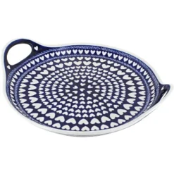 Blue Rose Polish Pottery 1333 Zaklady Round Serving Tray With Handles -Blue Rose Pottery Store GUEST 318d2ea0 27d6 467f 8ffa 7ce5c9744ae1