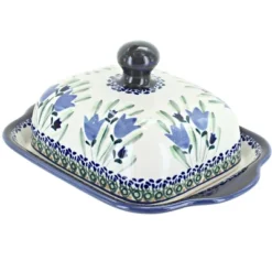 Blue Rose Polish Pottery 858 Zaklady Square Butter Dish