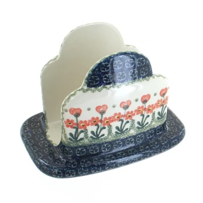 Blue Rose Polish Pottery 487 Ceramika Artystyczna Napkin Holder 3 Blue Rose Polish Pottery 487 Ceramika Artystyczna Napkin Holder
