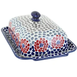 Blue Rose Polish Pottery M080 Manufaktura Large Butter Dish -Blue Rose Pottery Store GUEST 332e7cff 26c1 4e6a a1f4 05236a93ce88