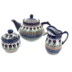 Blue Rose Polish Pottery 1700 Vena 3 Piece Tea Set -Blue Rose Pottery Store GUEST 364a1544 6522 46e3 a991 ec58d8c88ae3