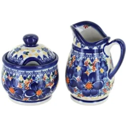 Blue Rose Polish Pottery 1583 Vena Cream & Sugar Set -Blue Rose Pottery Store GUEST 3657cc4b 3cd4 41ff 8715 b8f971bb4724