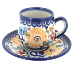 Blue Rose Polish Pottery 222 Vena Espresso Cup & Saucer -Blue Rose Pottery Store GUEST 366c9725 3c6b 4529 801c 5118e0b9abb4
