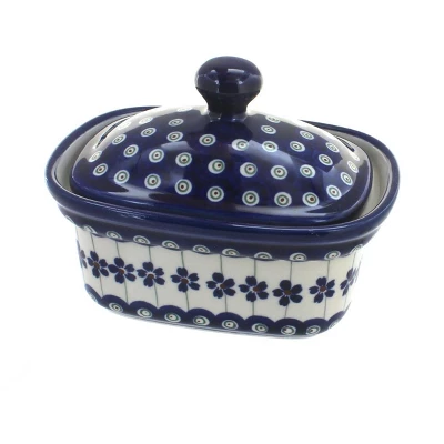 Blue Rose Polish Pottery 1188 Zaklady Butter Tub 6 Blue Rose Polish Pottery 1188 Zaklady Butter Tub - Image 4