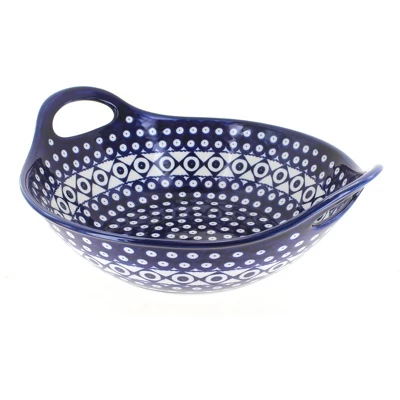 Blue Rose Polish Pottery 1347 Zaklady Deep Bowl With Handles 11 Blue Rose Polish Pottery 1347 Zaklady Deep Bowl With Handles - Image 9