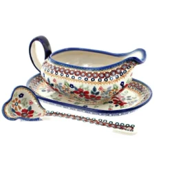 Blue Rose Polish Pottery S119 Manufaktura Gravy Boat Plate & Ladle -Blue Rose Pottery Store GUEST 3a7ecc6e 621e 4782 9338 f13b7e8cda6f